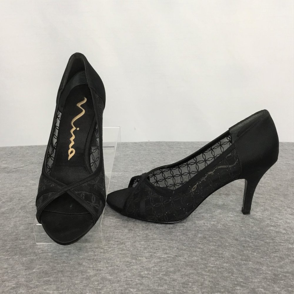 Nina Black Lace Heels